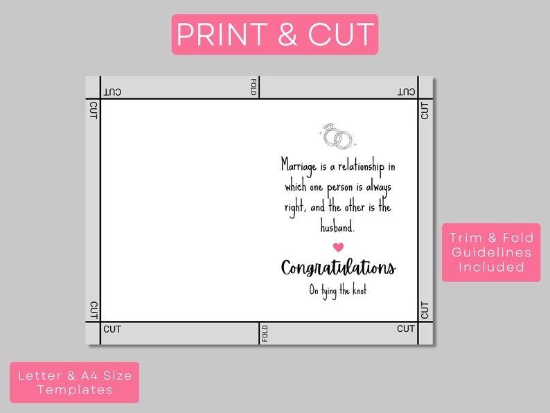 Funny Wedding Card Printable Wedding Congrats Cards for Newly Weds - Etsy