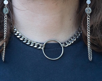 Own My Mind - Made-to-Measure Stainless Steel O-Ring Choker: Chunky Faceted Chain