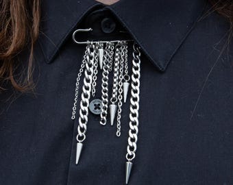 Icarus - alternative chain and spike safety pin brooch