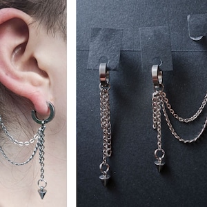 Poison tiered cuff earrings, grunge earrings, multi-piercing dangle earrings