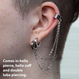 Brightside - plain chain bajoran multi-pierce earring with cuff options available in stainless steel