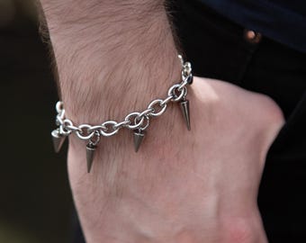 Authority - stainless steel spike charm bracelet