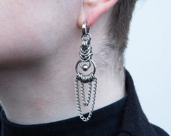Dust to Dust - layered chain chainmaille earring