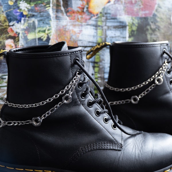 Walking in my shoes industrial style boot chain with nuts, punk boot accessory chain for lace up shoes