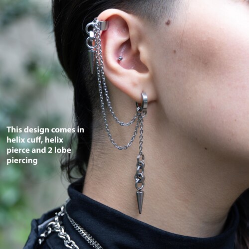 Zombie - Modular Stainless Steel Multi-Piercing Earring: Bajoran with Spikes