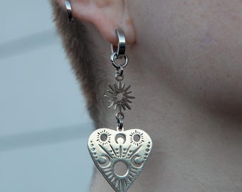Love Potion - stainless steel ouija board heart and star earrings