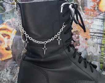 Starman - Cadena para botas con cierre de clip y cordón de acero inoxidable con dijes de estrellas