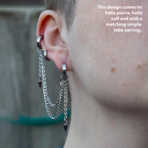 Poison - stainless steel bajoran multi-pierce and cuff earring with two chains and spike charms