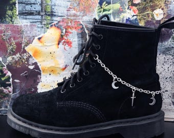 ICWK - stainless steel moon and dagger lace-in boot chain