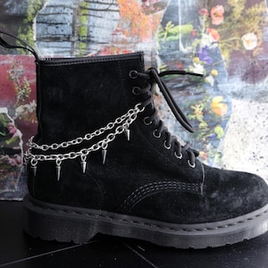 Monster - stainless steel goth double chain lace-in boot chain with spikes