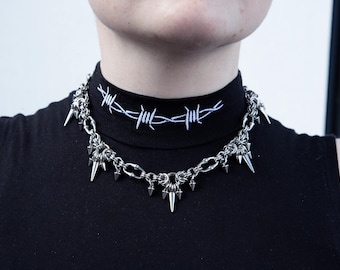 Lucretia - made to measure stainless steel chainmaille spiked necklace