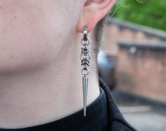 Hell You Call a Dream - Chainmaille and spike long earring
