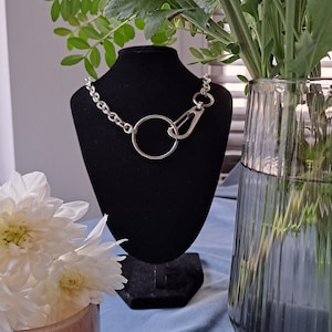 Andere Seite Verschluss und O-Ring-Halsband, Punk-Halsband mit O-Ring, asymmetrischer Verschluss und O-Ring-Halsband, Clip-Tageskragen, Pride-Mode