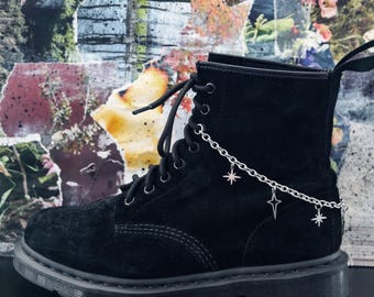 Chase the Stars - stainless steel double star lace-in boot chain