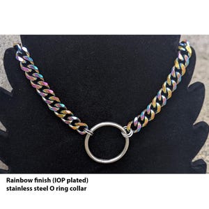 Let&#39;s make out oring choker necklace, rainbow finish faceted chain choker necklace, rainbow o ring necklace, pastel goth necklace