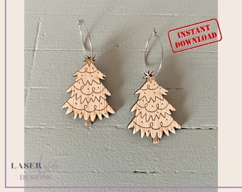 Lasercut Christmas Tree Earrings Template | Commercial License | Glowforge Holiday Cut File | Laser Printer Design | Statement Jewelry SVG