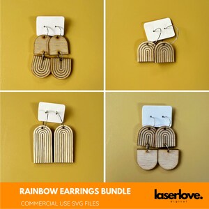 Rainbow Earrings set Laser Template | Dangle earrings | Commercial License | Glowforge Score Cut File | Print Design | Statement Jewelry SVG