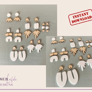 Mix & match Dangle Earrings Lasercut Template | Commercial License | Glowforge Cut File | Coreldraw Lightburn Silhouette Illustrator SVG