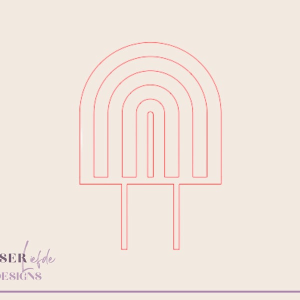 Rainbow Cake Topper SVG Template | Plant Trellis | Commercial License | Glowforge Cut File | Laser Printer Design | Boho Plant Stake