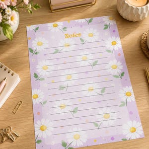 Blocco note con margherite. Download immediato, stampabile.
