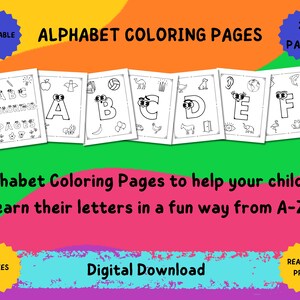 ABC Alphabet Coloring Page Worksheets, Homeschool Coloring Book ...