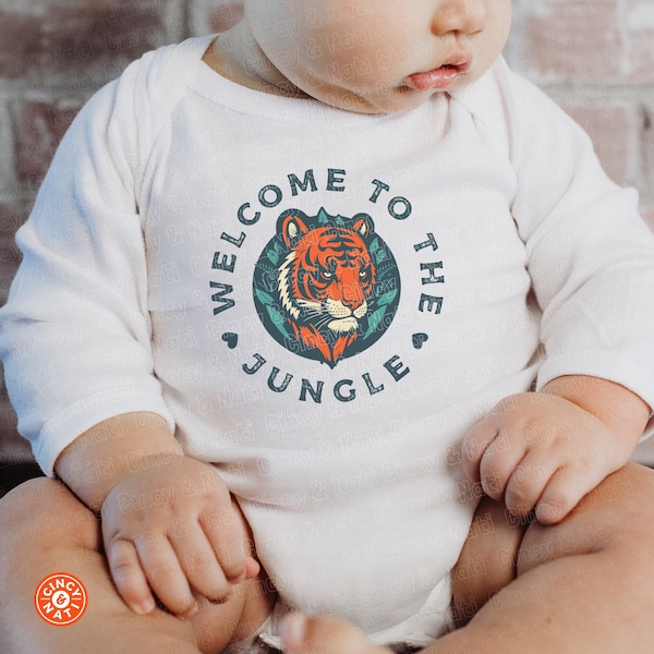 Bengals Infant Onesie, Cincinnati Jungle Vintage Style Infant Football Bodysuit, NB-18M Cincinnati Bengals Infant's Baby Shower Gift Onesie