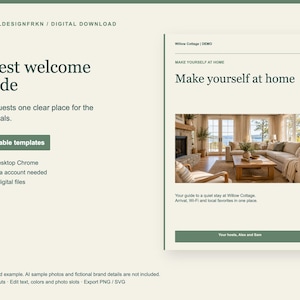 Vacation Rental Guest Guide – 8 Editable HTML Templates (Digital Download)