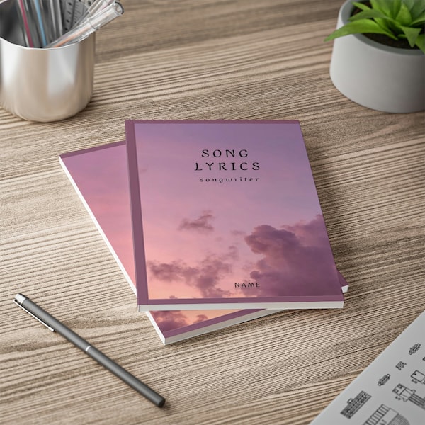 Aesthetic personalized notebook or song writing journal with pretty sky background and dreamy colours