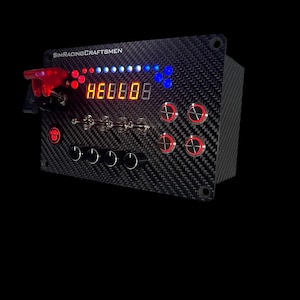 Sim Racing Button Box volledig echte koolstofvezel RGB-leds 6-cijferige display Simhub-compatibel formaat 200 mm