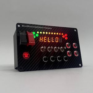 Carbon Fiber Sim Racing Button Box: 6-Digit Display, RGB LEDs, 200mm