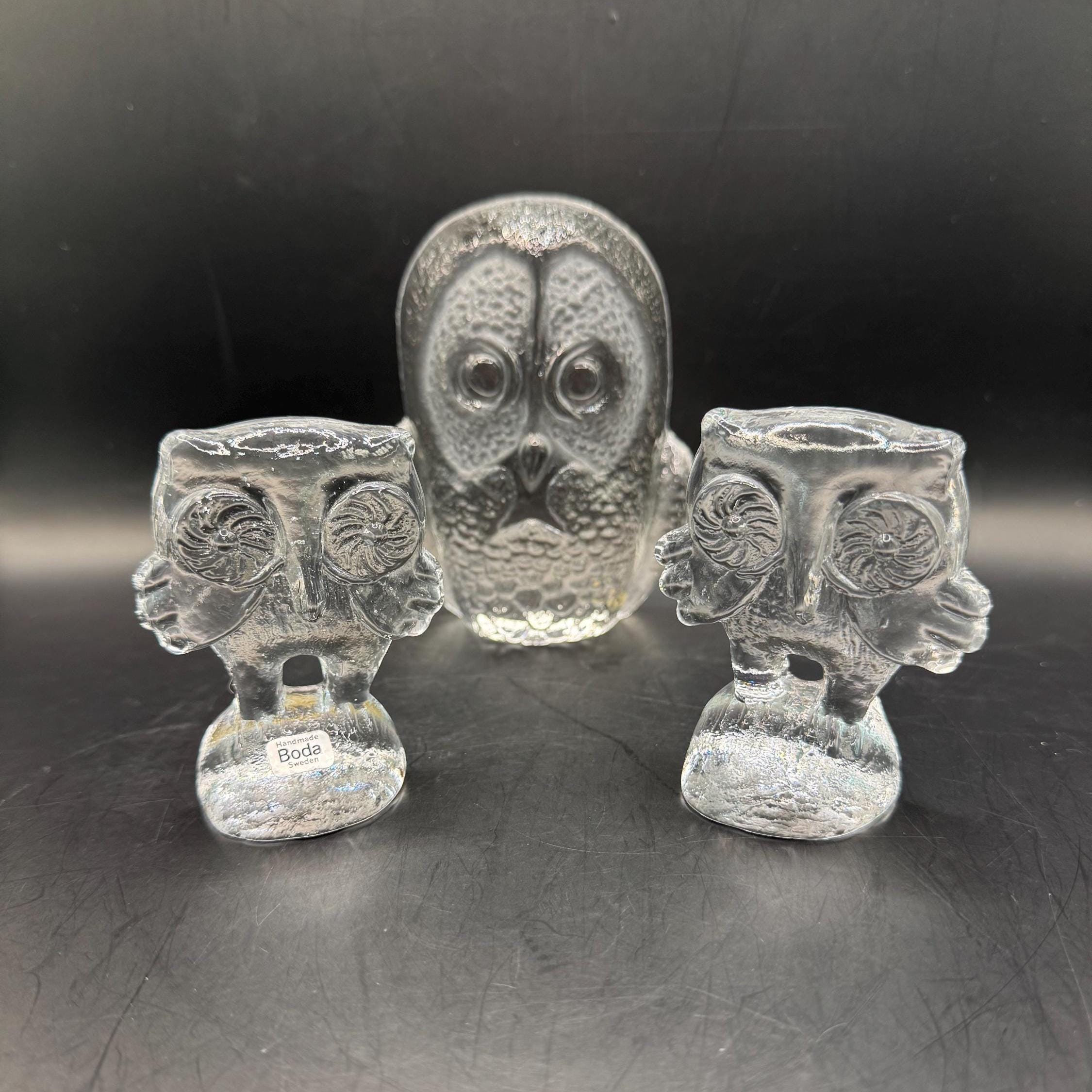 Kosta Boda Crystal Owl Figurines Zoo Series Bertil Vallien Mats Jonasson