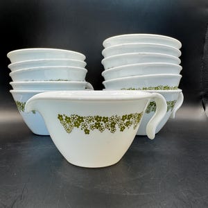 Corelle by Corning Ware Spring Blossom or Crazy Daisy hook handle cups and creamer. Vintage coffee and tea.