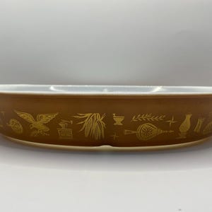 Pyrex Early American 1.5qt divided casserole dish (no lid).