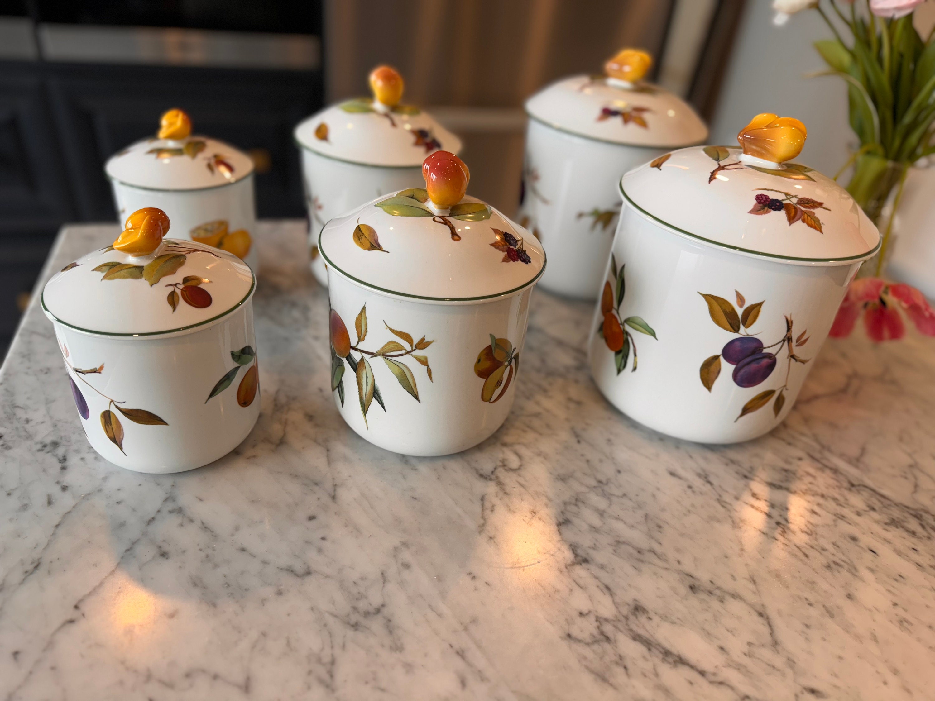  WORCESTER evesham 波形深皿　特大径約35cm Royal Worcester Eversham Vale Canisters, Fruit Design, Green Trim