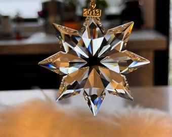 Retired Swarovski Christmas Ornaments. Snowflake and Star. 2001