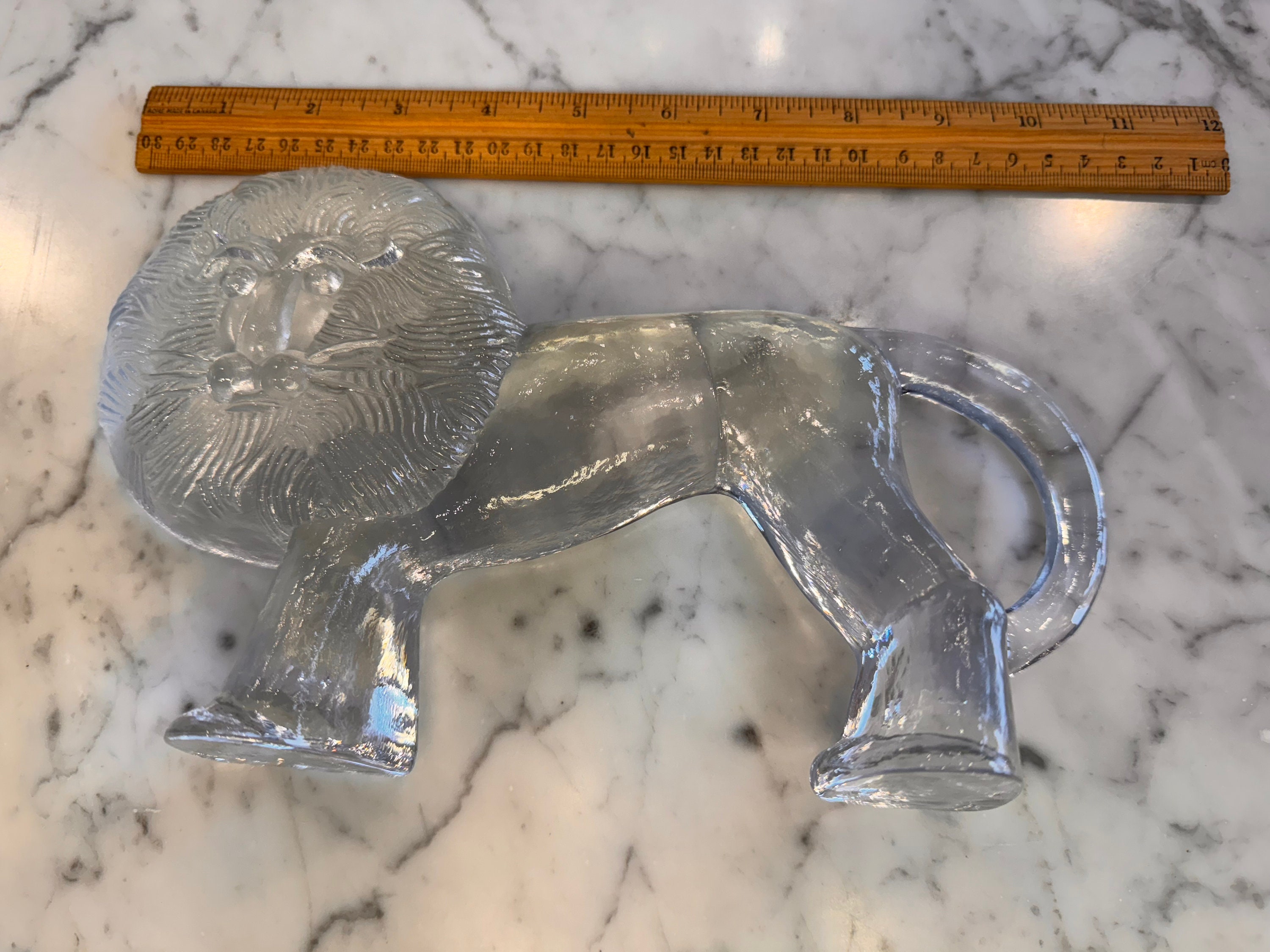 Kosta Boda Clear Crystal Lion Statue, 10.5