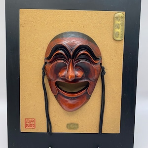 Korean Hahoe mask. Vintage 1990’s decorative carved mask. Wall decor.