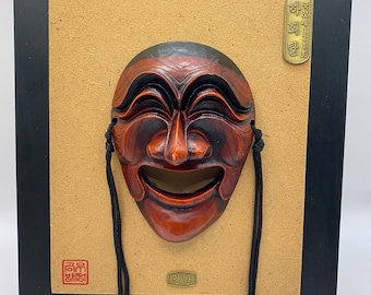 Korean Hahoe mask. Vintage 1990’s decorative carved mask. Wall decor.