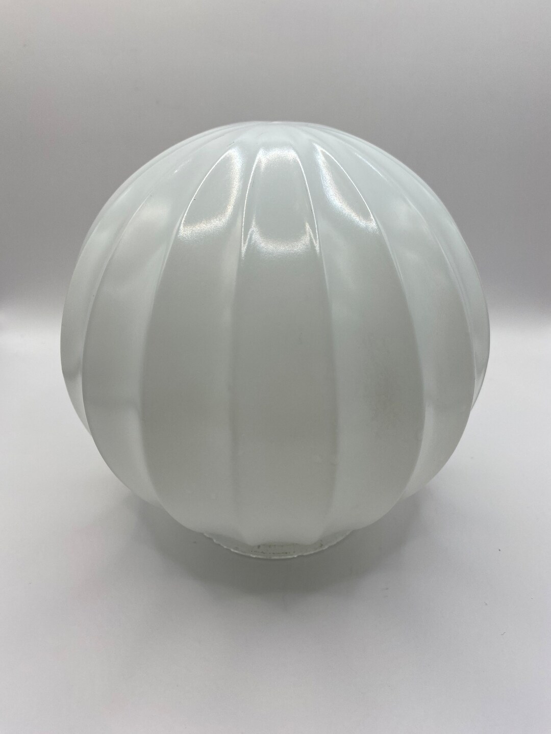Fluted Glass Globe Light Cover. Vintage Light Cover. White Painted