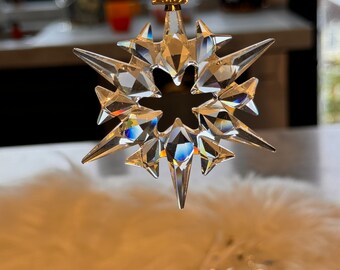 Retired Swarovski Christmas Ornaments. Snowflake and Star. 2001