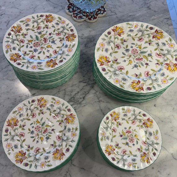 Minton Haddon Hall Green Trim China by Royal Doulton. Various