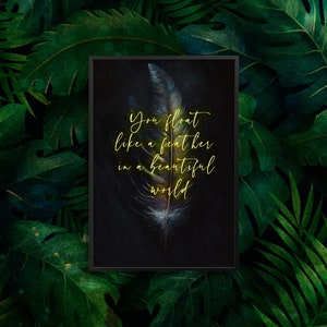 art print music lyrics typography Radiohead lyrics music print neon type feather print music positive vibe