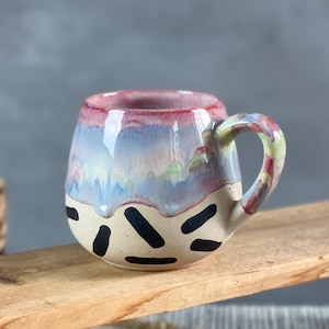 Handmade pottery mug/Stoneware mug/Wheel thrown mug/Handmade ceramic mug/Rainbow Drip/Handmade pottery/keramik becher handgemacht