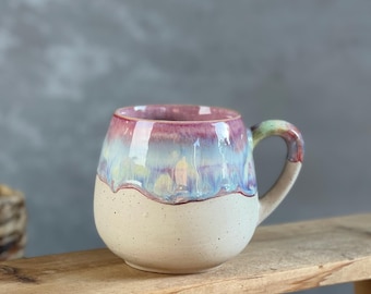 Handmade pottery mug/Stoneware mug/Wheel thrown mug/Handmade ceramic mug/Rainbow Drip/Handmade pottery/keramik becher handgemacht