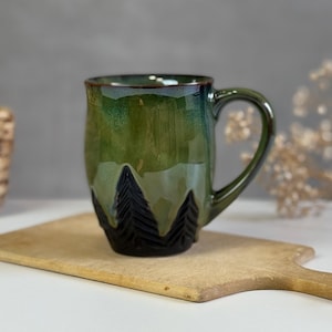 Forest mug/Large coffee mug/Coffee mug big/Handmade tea mug/Ceramic mug handmade pottery/Hand painted mug/Mug pottery ceramic/Cup/Papa mug
