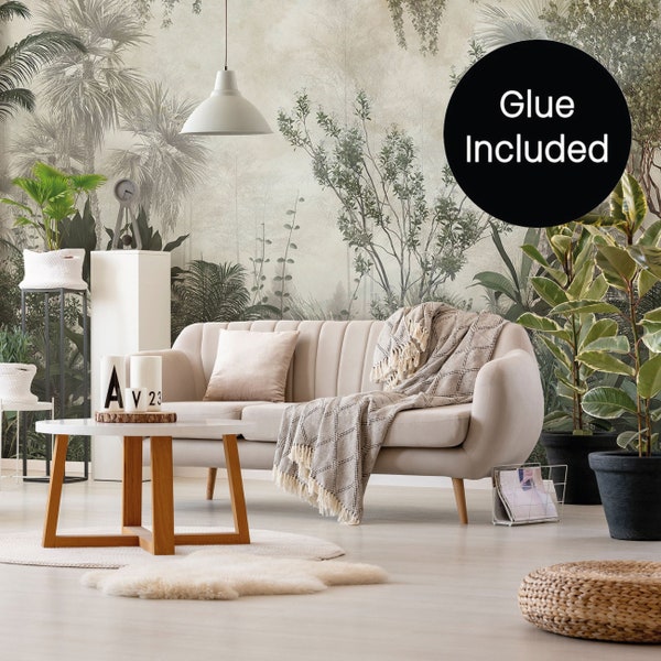 Photo Wallpaper Jungle Nature Landscape / BOHO Design / Scandinavian style / Ideal for Bedroom & Living Room / Peel And Stick