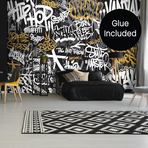 Photo Wallpaper Graffiti hip-hop For Kids and Teens/Eco-Friendly & Safe for Kids/Ideal for Kids Rooms / Peel and Stick