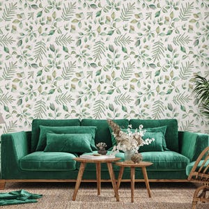 Foglie verdi | Rotolo di carta da parati | Dimensioni: 50x1000cm | Manifesto moderno | Fotomurale Natura | Ideale per il soggiorno | Ecologico e sicuro per i bambini