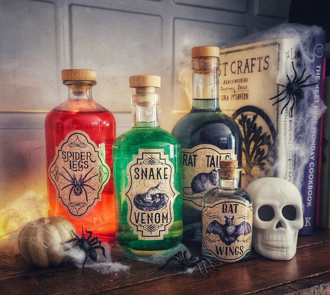 Halloween Decor Stickers Apothecary Bottle Potion Labels Unique Vintage