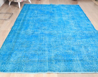 トルコ絨毯（ブルー） 6x10 手織りトルコ絨毯：ブルー幾何学模様ウール混紡 - Etsy 日本